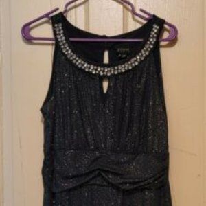 Enfocus Womens size 14W Metallic blue sleeveless embellished collar dress, NWT